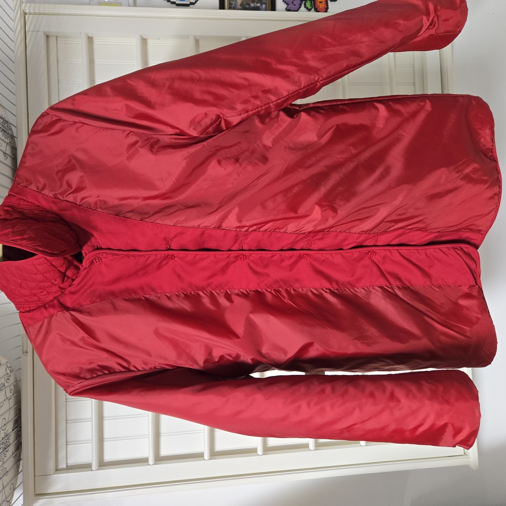Quilted,red, size large, marvin richards, car coat, fingertip length. - Picture 3 of 7